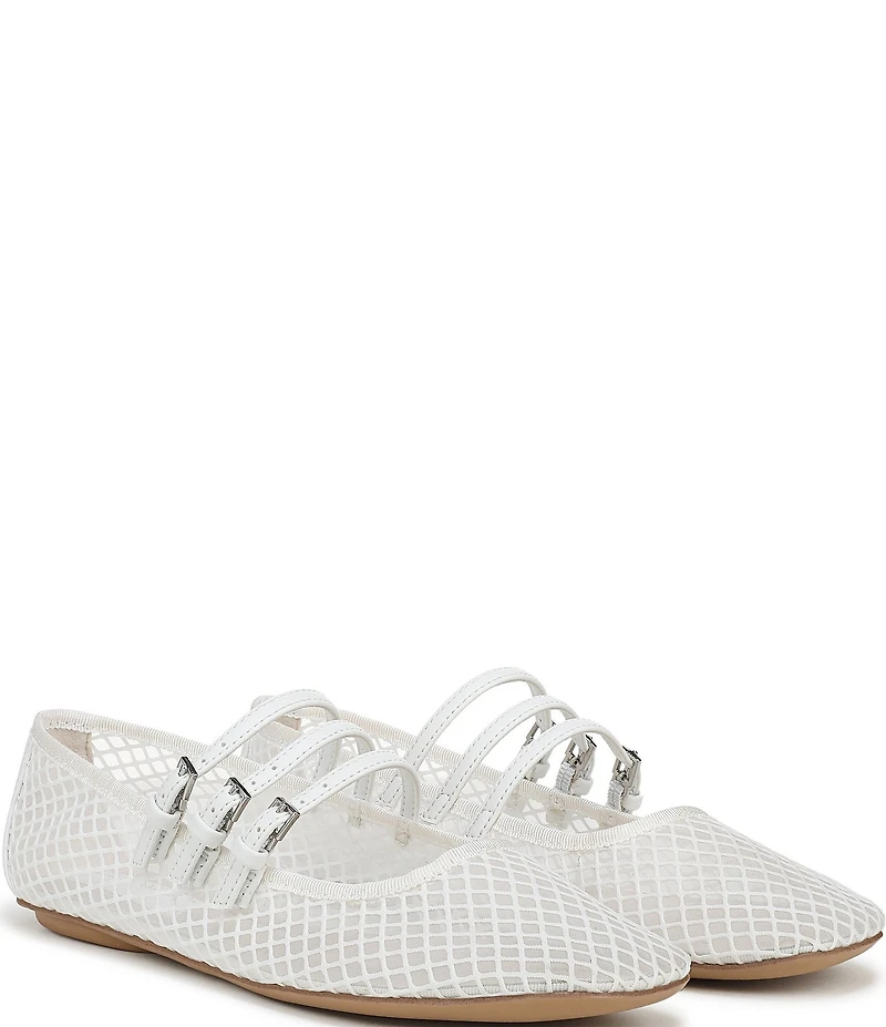 Franco Sarto Tatum Fishnet Mesh Triple Strap Mary Jane Ballet Flats