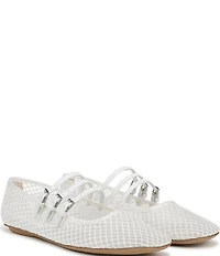 Franco Sarto Tatum Fishnet Mesh Triple Strap Mary Jane Ballet Flats