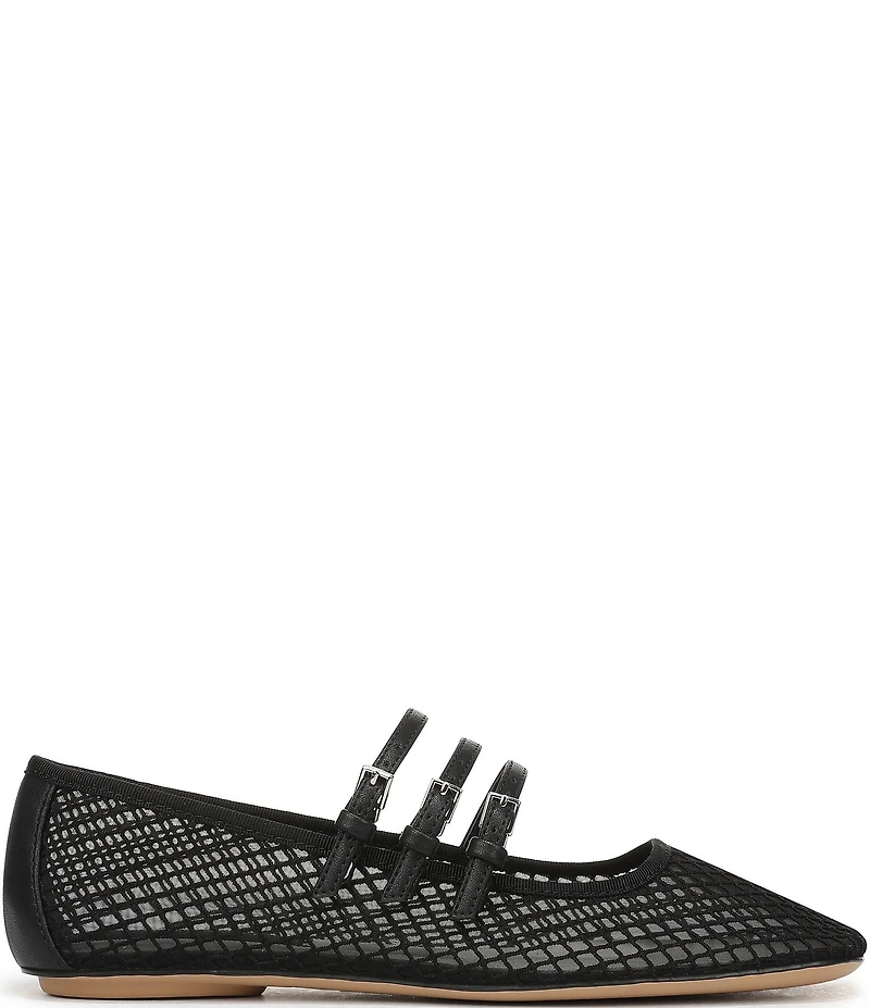 Franco Sarto Tatum Fishnet Mesh Triple Strap Mary Jane Ballet Flats
