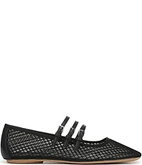 Franco Sarto Tatum Fishnet Mesh Triple Strap Mary Jane Ballet Flats