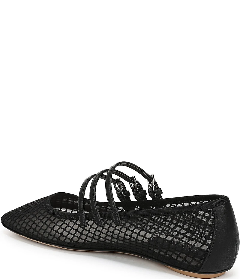 Franco Sarto Tatum Fishnet Mesh Triple Strap Mary Jane Ballet Flats