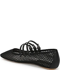 Franco Sarto Tatum Fishnet Mesh Triple Strap Mary Jane Ballet Flats