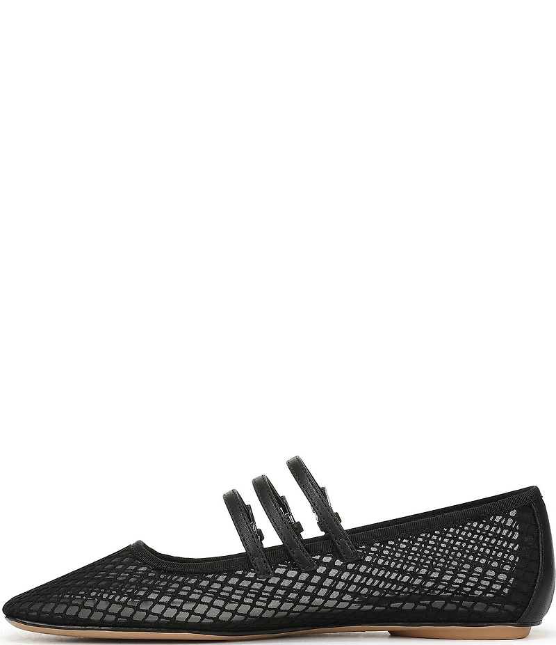 Franco Sarto Tatum Fishnet Mesh Triple Strap Mary Jane Ballet Flats