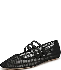 Franco Sarto Tatum Fishnet Mesh Triple Strap Mary Jane Ballet Flats