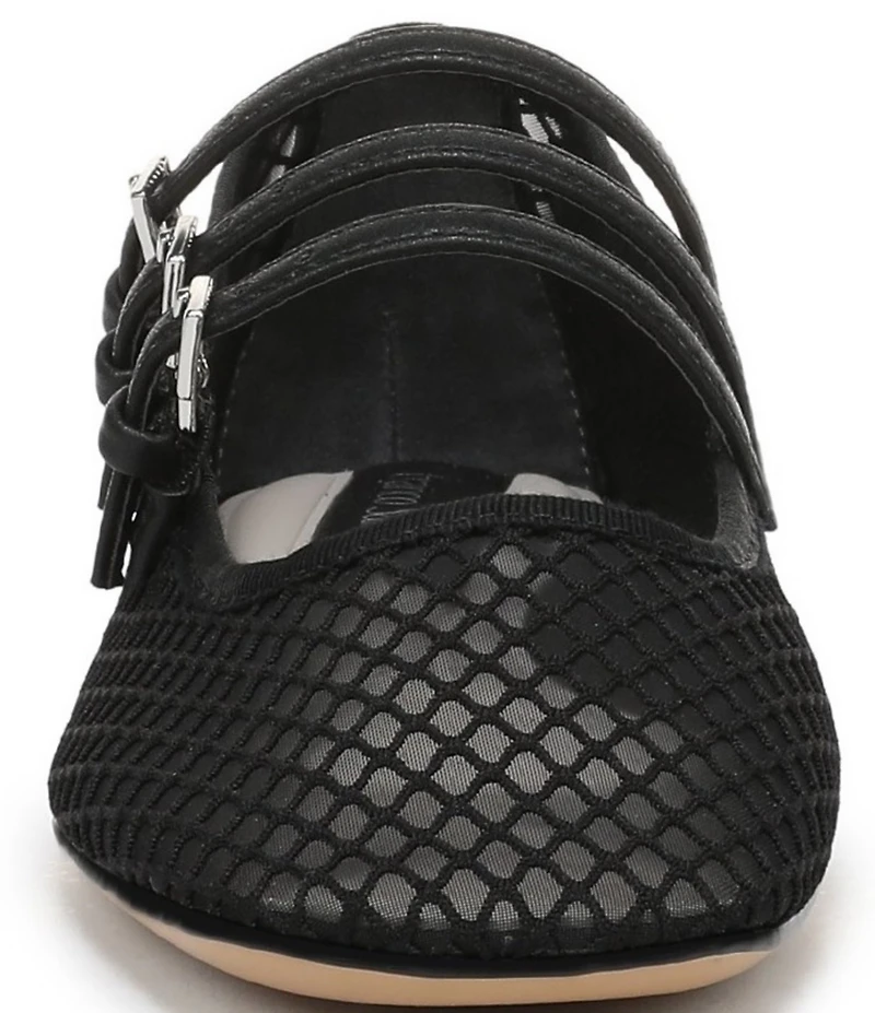 Franco Sarto Tatum Fishnet Mesh Triple Strap Mary Jane Ballet Flats