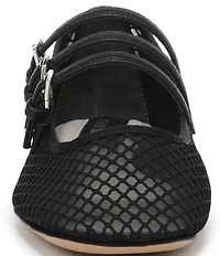 Franco Sarto Tatum Fishnet Mesh Triple Strap Mary Jane Ballet Flats