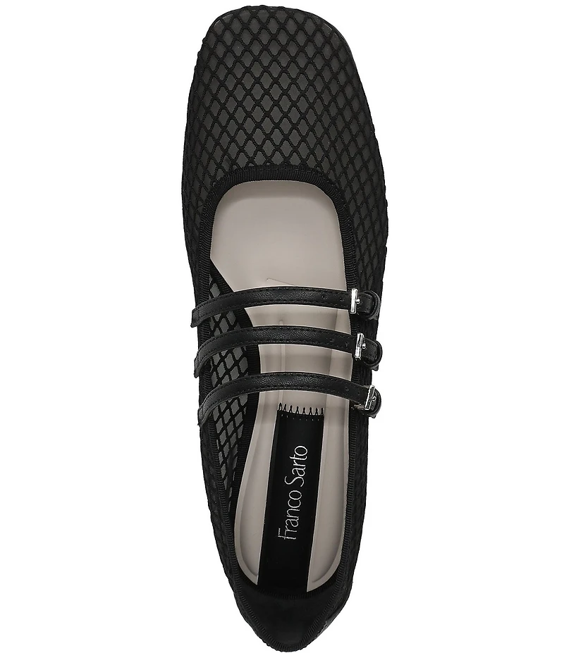 Franco Sarto Tatum Fishnet Mesh Triple Strap Mary Jane Ballet Flats