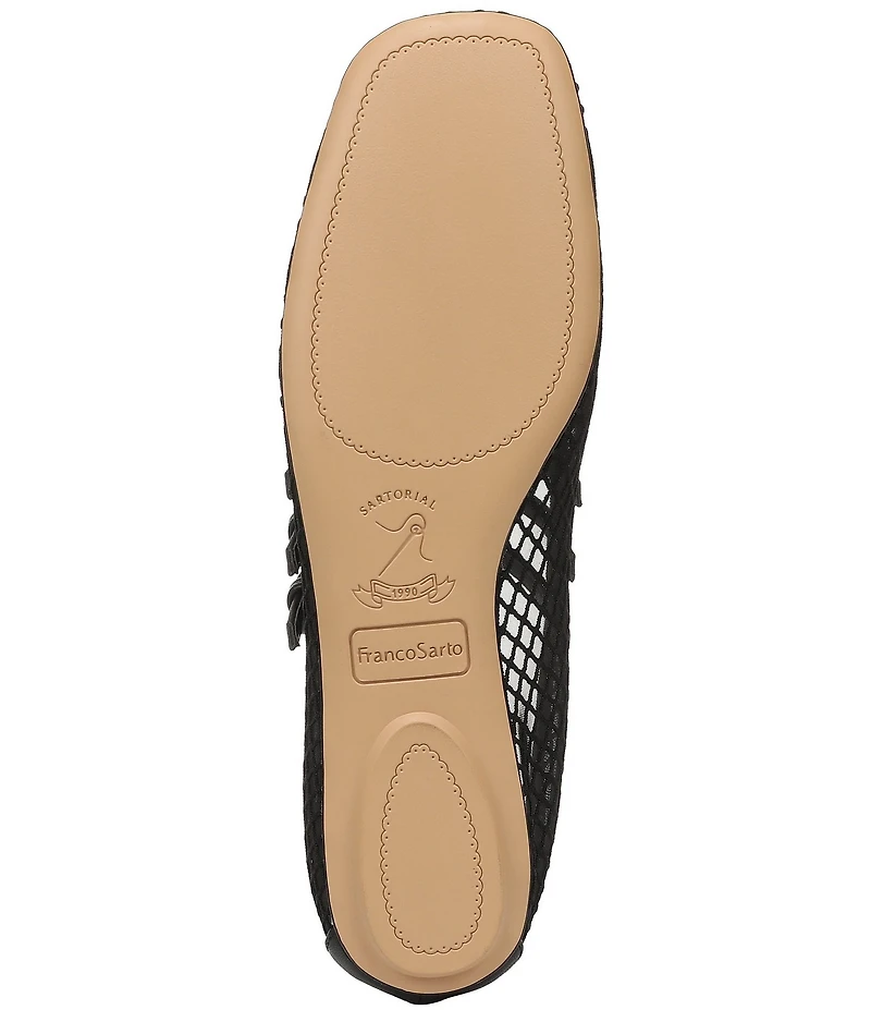 Franco Sarto Tatum Fishnet Mesh Triple Strap Mary Jane Ballet Flats