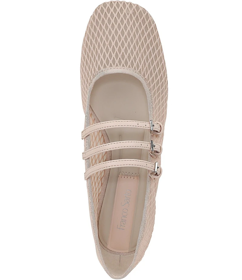 Franco Sarto Tatum Fishnet Mesh Triple Strap Mary Jane Ballet Flats