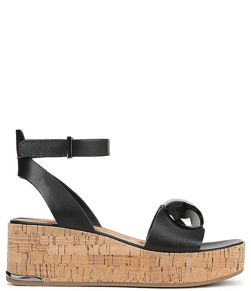 Franco Sarto Taysha Leather Dome Ornamented Platform Wedge Sandals