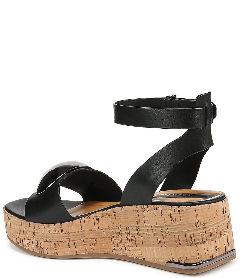 Franco Sarto Taysha Leather Dome Ornamented Platform Wedge Sandals