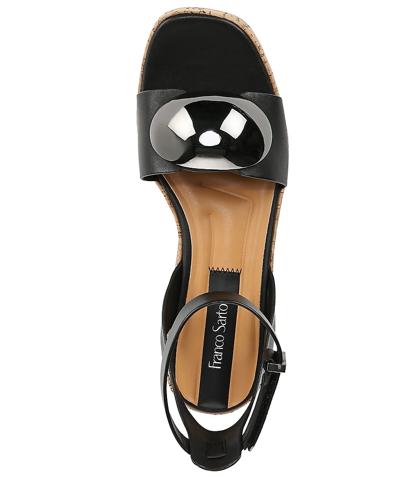 Franco Sarto Taysha Leather Dome Ornamented Platform Wedge Sandals
