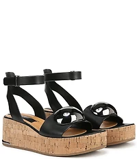 Franco Sarto Taysha Leather Dome Ornamented Platform Wedge Sandals