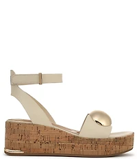 Franco Sarto Taysha Leather Dome Ornamented Platform Wedge Sandals