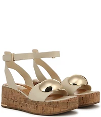 Franco Sarto Taysha Leather Dome Ornamented Platform Wedge Sandals