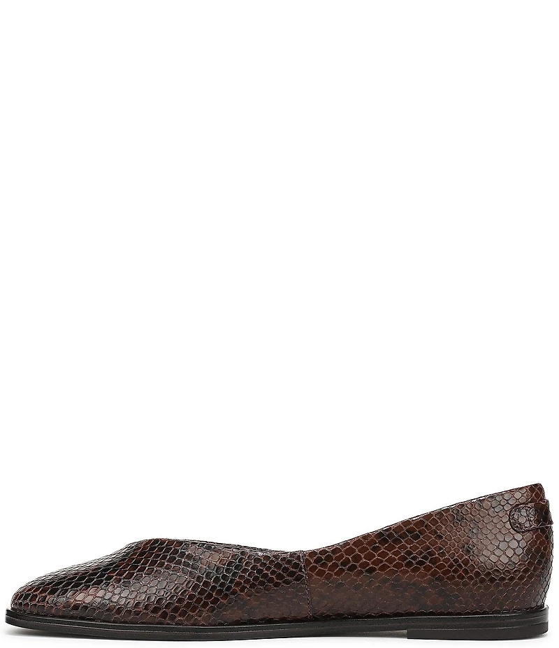 Franco Sarto Tesia Snake Print Leather High Vamp Square Toe Flats
