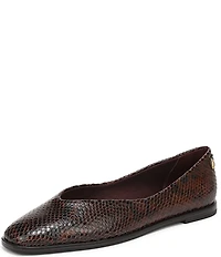 Franco Sarto Tesia Snake Print Leather High Vamp Square Toe Flats