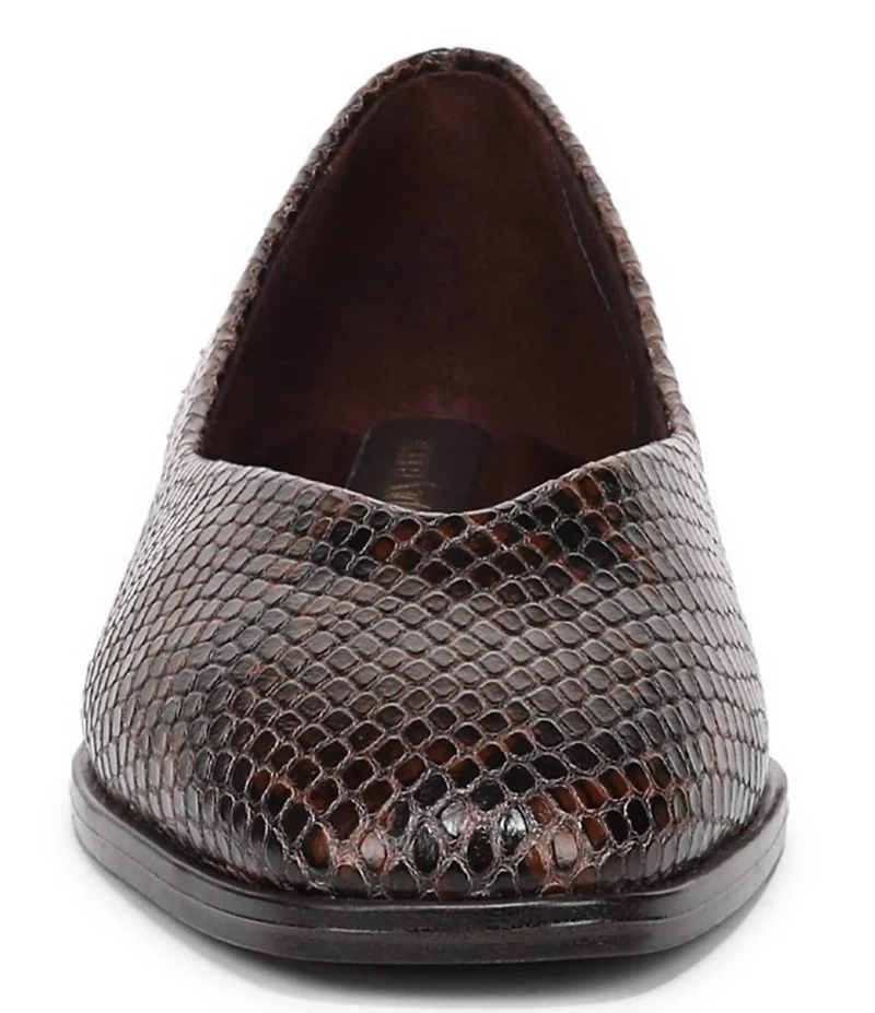 Franco Sarto Tesia Snake Print Leather High Vamp Square Toe Flats