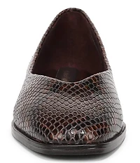 Franco Sarto Tesia Snake Print Leather High Vamp Square Toe Flats