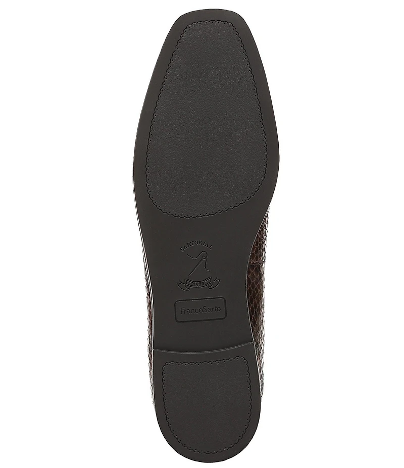 Franco Sarto Tesia Snake Print Leather High Vamp Square Toe Flats