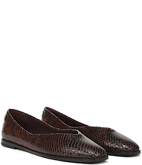 Franco Sarto Tesia Snake Print Leather High Vamp Square Toe Flats