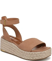 Franco Sarto Tiffany Suede Ankle Wrap Platform Wedge Espadrille Sandals