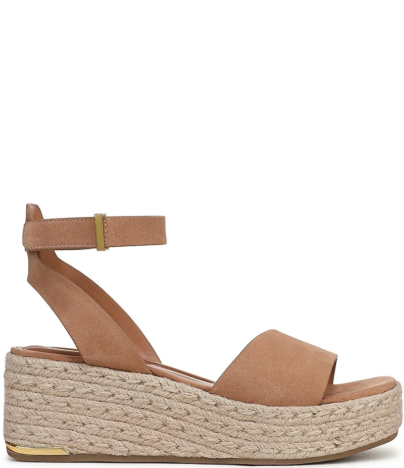 Franco Sarto Tiffany Suede Ankle Wrap Platform Wedge Espadrille Sandals