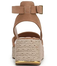 Franco Sarto Tiffany Suede Ankle Wrap Platform Wedge Espadrille Sandals