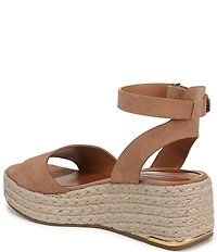 Franco Sarto Tiffany Suede Ankle Wrap Platform Wedge Espadrille Sandals
