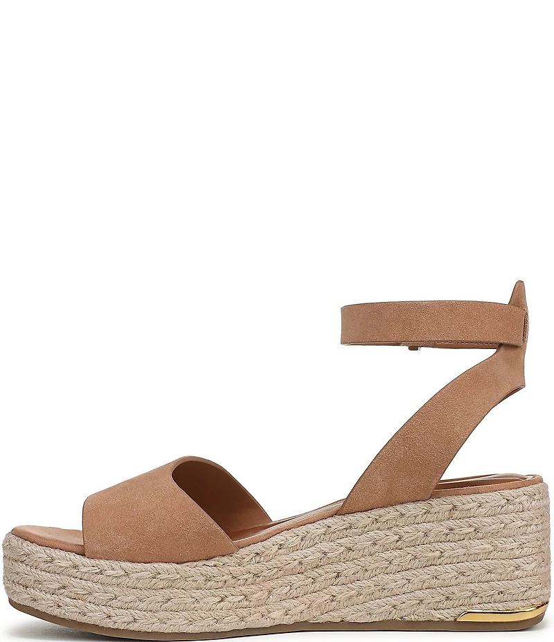 Franco Sarto Tiffany Suede Ankle Wrap Platform Wedge Espadrille Sandals
