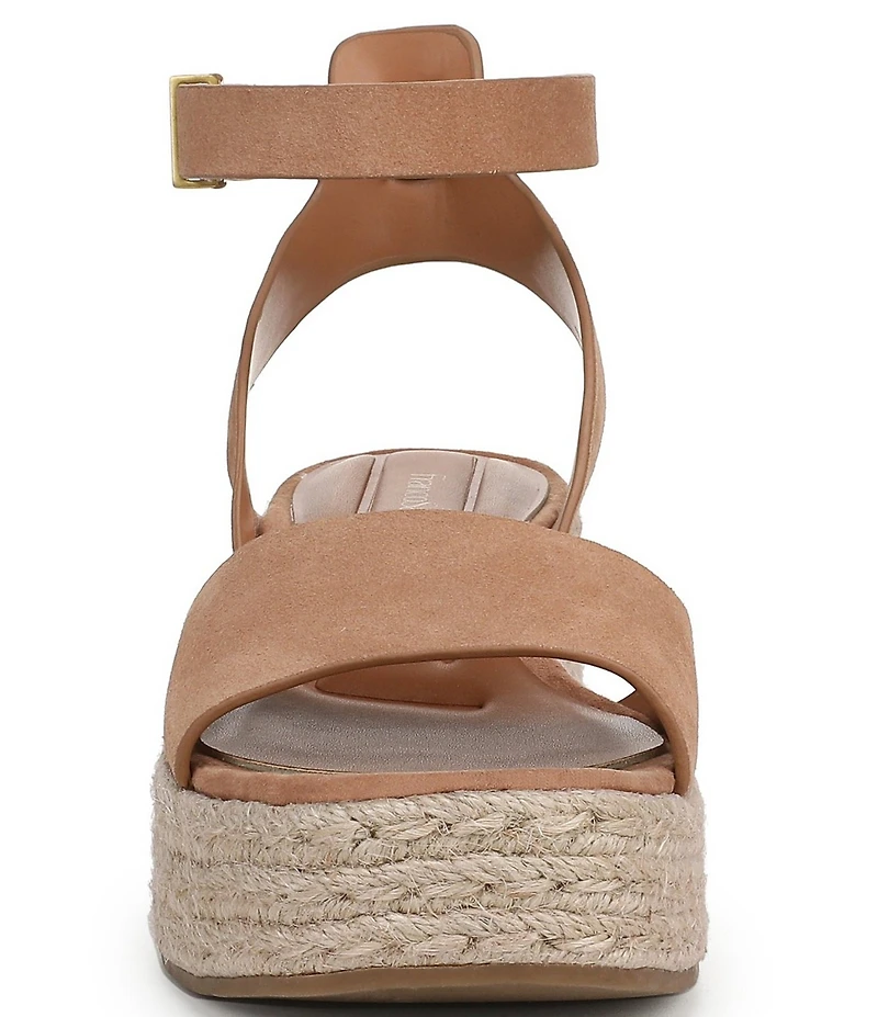 Franco Sarto Tiffany Suede Ankle Wrap Platform Wedge Espadrille Sandals