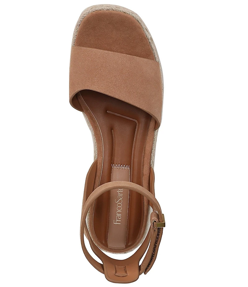 Franco Sarto Tiffany Suede Ankle Wrap Platform Wedge Espadrille Sandals