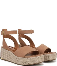 Franco Sarto Tiffany Suede Ankle Wrap Platform Wedge Espadrille Sandals