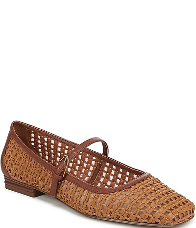 Franco Sarto Tinsley 2 Woven Raffia Square Toe Mary Jane Flats