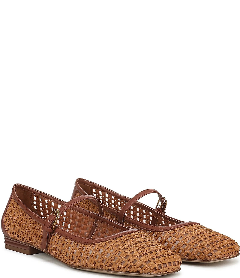 Franco Sarto Tinsley 2 Woven Raffia Square Toe Mary Jane Flats