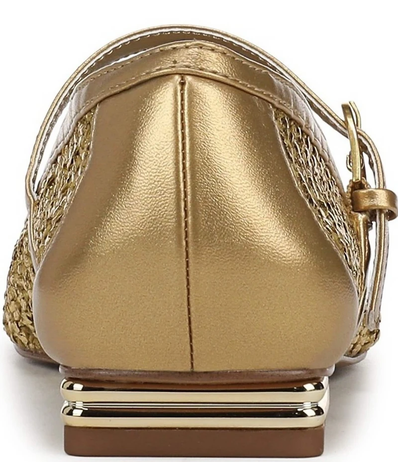 Franco Sarto Tinsley 2 Woven Square Toe Metal Heel Mary Jane Flats