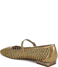 Franco Sarto Tinsley 2 Woven Square Toe Metal Heel Mary Jane Flats