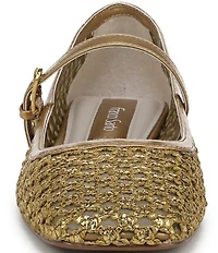 Franco Sarto Tinsley 2 Woven Square Toe Metal Heel Mary Jane Flats