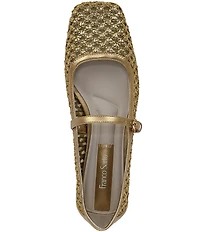 Franco Sarto Tinsley 2 Woven Square Toe Metal Heel Mary Jane Flats
