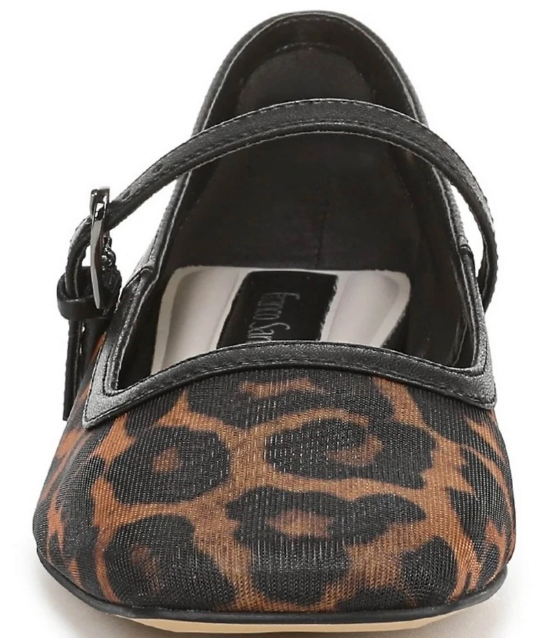 Franco Sarto Tinsley 7 Leopard Print Mesh Square Toe Mary Jane Flats