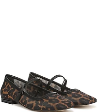 Franco Sarto Tinsley 7 Leopard Print Mesh Square Toe Mary Jane Flats