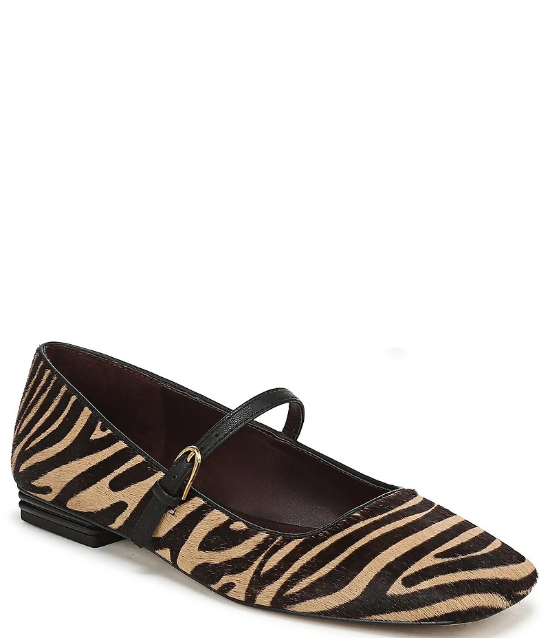 Franco Sarto Tinsley Zebra Print Calf Hair Square Toe Mary Jane Flats