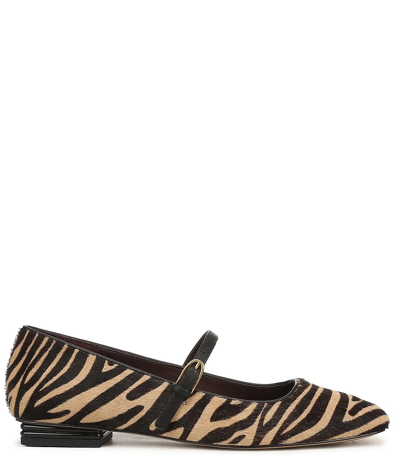 Franco Sarto Tinsley Zebra Print Calf Hair Square Toe Mary Jane Flats