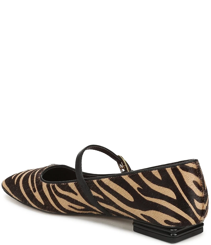 Franco Sarto Tinsley Zebra Print Calf Hair Square Toe Mary Jane Flats