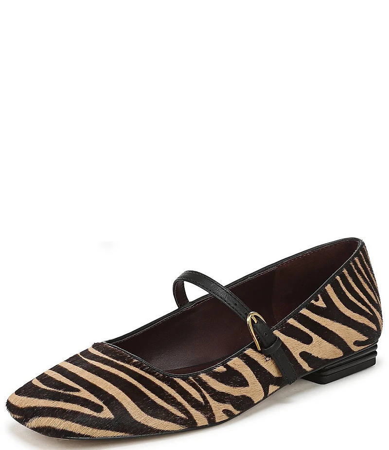 Franco Sarto Tinsley Zebra Print Calf Hair Square Toe Mary Jane Flats