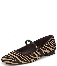 Franco Sarto Tinsley Zebra Print Calf Hair Square Toe Mary Jane Flats