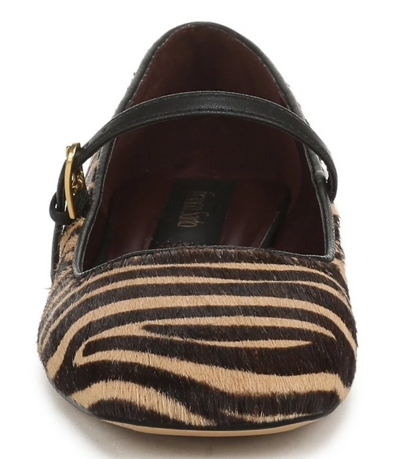 Franco Sarto Tinsley Zebra Print Calf Hair Square Toe Mary Jane Flats