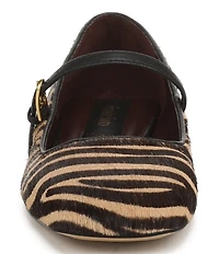 Franco Sarto Tinsley Zebra Print Calf Hair Square Toe Mary Jane Flats