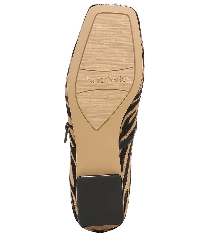 Franco Sarto Tinsley Zebra Print Calf Hair Square Toe Mary Jane Flats