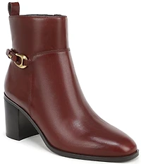 Franco Sarto Valya Leather Block Heel Booties